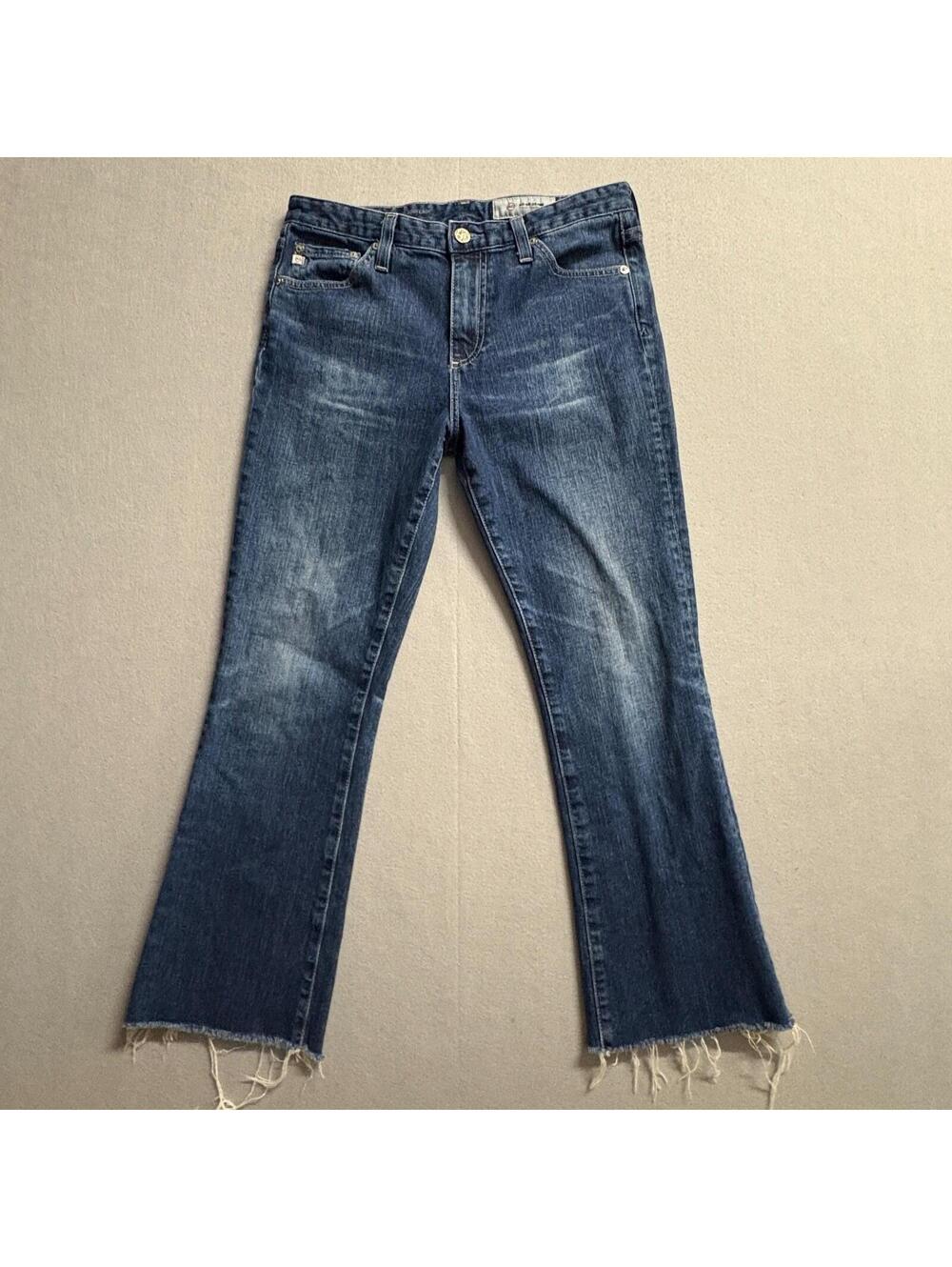 AG Adriano Goldschmied Raw Hem Flare Jeans 26R Fits Like 28x24 Boho Y2K